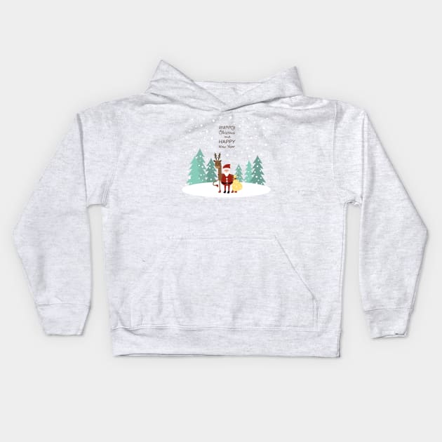 Friends - Santa Claus and reindeer Kids Hoodie by grafart